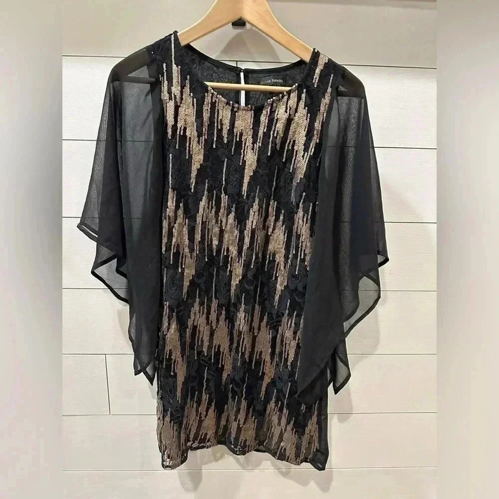 Jealous Tomato Gold & Black Sequined Top- Small